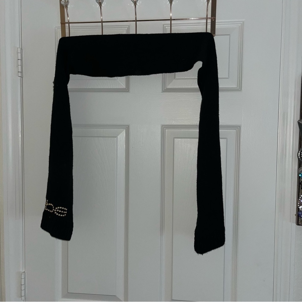Bebe gold stud black sweater Scarf vintage retro y2k